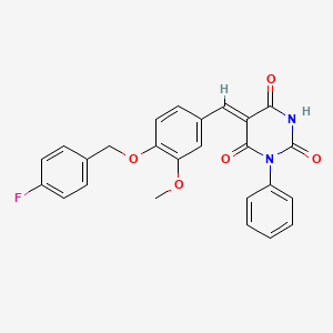 molecular formula C25H19FN2O5 B3734281 5-{4-[(4-fluorobenzyl)oxy]-3-methoxybenzylidene}-1-phenyl-2,4,6(1H,3H,5H)-pyrimidinetrione 