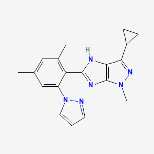 molecular formula C19H20N6 B3734303 3-cyclopropyl-5-[2,4-dimethyl-6-(1H-pyrazol-1-yl)phenyl]-1-methyl-1,4-dihydroimidazo[4,5-c]pyrazole 
