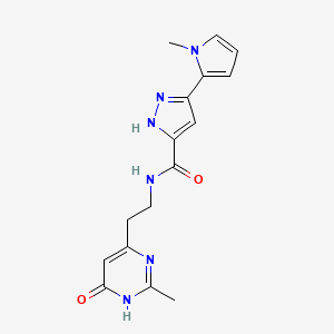 molecular formula C16H18N6O2 B3734318 N-[2-(2-methyl-6-oxo-1,6-dihydropyrimidin-4-yl)ethyl]-3-(1-methyl-1H-pyrrol-2-yl)-1H-pyrazole-5-carboxamide 