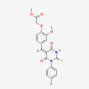 molecular formula C21H17FN2O6S B3734339 methyl (4-{[1-(4-fluorophenyl)-4,6-dioxo-2-thioxotetrahydro-5(2H)-pyrimidinylidene]methyl}-2-methoxyphenoxy)acetate 