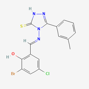 molecular formula C16H12BrClN4OS B3734368 2-bromo-4-chloro-6-({[3-mercapto-5-(3-methylphenyl)-4H-1,2,4-triazol-4-yl]imino}methyl)phenol 