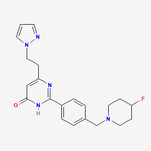 molecular formula C21H24FN5O B3734400 2-{4-[(4-fluoropiperidin-1-yl)methyl]phenyl}-6-[2-(1H-pyrazol-1-yl)ethyl]pyrimidin-4(3H)-one 