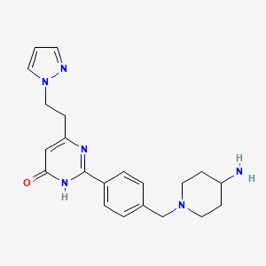 molecular formula C21H26N6O B3734413 2-{4-[(4-amino-1-piperidinyl)methyl]phenyl}-6-[2-(1H-pyrazol-1-yl)ethyl]-4(3H)-pyrimidinone bis(trifluoroacetate) 