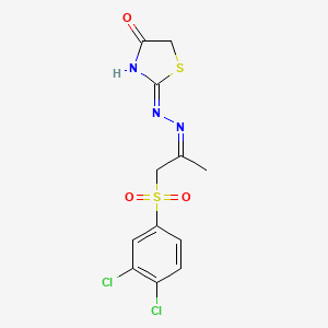 molecular formula C12H11Cl2N3O3S2 B3734440 1,3-thiazolidine-2,4-dione 2-({2-[(3,4-dichlorophenyl)sulfonyl]-1-methylethylidene}hydrazone) 