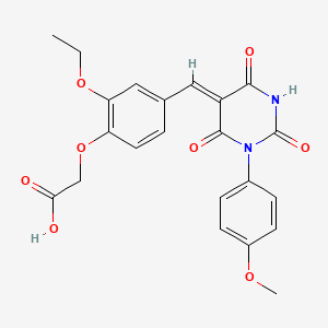 molecular formula C22H20N2O8 B3734479 (2-ethoxy-4-{[1-(4-methoxyphenyl)-2,4,6-trioxotetrahydro-5(2H)-pyrimidinylidene]methyl}phenoxy)acetic acid 