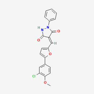 molecular formula C21H15ClN2O4 B3734484 4-{[5-(3-chloro-4-methoxyphenyl)-2-furyl]methylene}-1-phenyl-3,5-pyrazolidinedione 