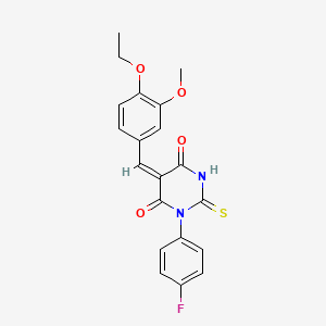 molecular formula C20H17FN2O4S B3734488 5-(4-ethoxy-3-methoxybenzylidene)-1-(4-fluorophenyl)-2-thioxodihydro-4,6(1H,5H)-pyrimidinedione 