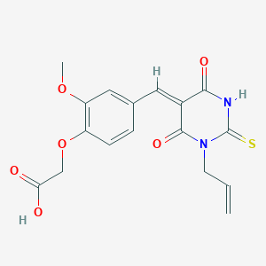 molecular formula C17H16N2O6S B3734492 {4-[(1-allyl-4,6-dioxo-2-thioxotetrahydro-5(2H)-pyrimidinylidene)methyl]-2-methoxyphenoxy}acetic acid 
