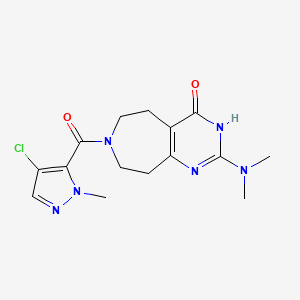 molecular formula C15H19ClN6O2 B3734510 7-[(4-chloro-1-methyl-1H-pyrazol-5-yl)carbonyl]-2-(dimethylamino)-3,5,6,7,8,9-hexahydro-4H-pyrimido[4,5-d]azepin-4-one 
