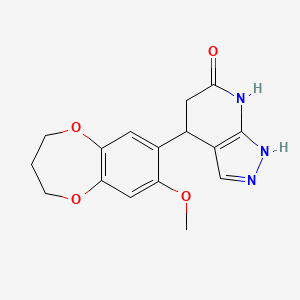 molecular formula C16H17N3O4 B3734542 4-(8-methoxy-3,4-dihydro-2H-1,5-benzodioxepin-7-yl)-2,4,5,7-tetrahydro-6H-pyrazolo[3,4-b]pyridin-6-one 