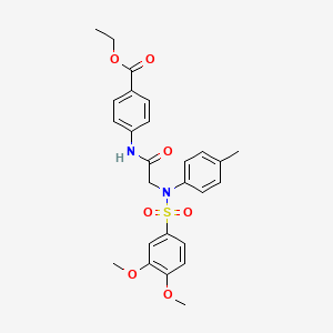 molecular formula C26H28N2O7S B3734557 ethyl 4-{[N-[(3,4-dimethoxyphenyl)sulfonyl]-N-(4-methylphenyl)glycyl]amino}benzoate 