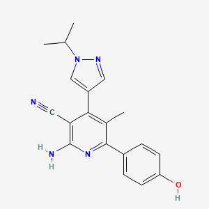 molecular formula C19H19N5O B3734565 2-amino-6-(4-hydroxyphenyl)-4-(1-isopropyl-1H-pyrazol-4-yl)-5-methylnicotinonitrile 
