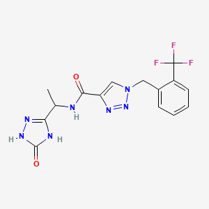 molecular formula C15H14F3N7O2 B3734631 N-[1-(5-oxo-4,5-dihydro-1H-1,2,4-triazol-3-yl)ethyl]-1-[2-(trifluoromethyl)benzyl]-1H-1,2,3-triazole-4-carboxamide 