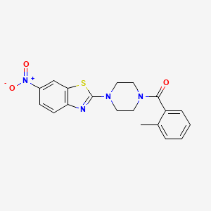 molecular formula C19H18N4O3S B3734637 2-[4-(2-methylbenzoyl)-1-piperazinyl]-6-nitro-1,3-benzothiazole 