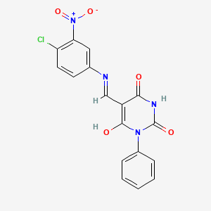 molecular formula C17H11ClN4O5 B3734653 5-{[(4-chloro-3-nitrophenyl)amino]methylene}-1-phenyl-2,4,6(1H,3H,5H)-pyrimidinetrione 