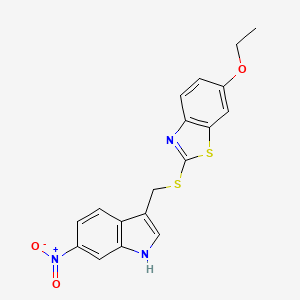 molecular formula C18H15N3O3S2 B3734661 6-ethoxy-2-{[(6-nitro-1H-indol-3-yl)methyl]thio}-1,3-benzothiazole 