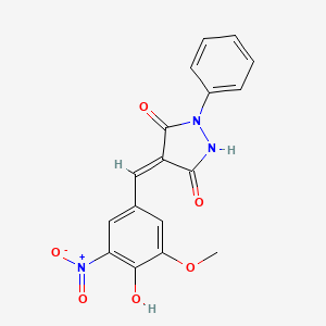 molecular formula C17H13N3O6 B3734671 4-(4-hydroxy-3-methoxy-5-nitrobenzylidene)-1-phenyl-3,5-pyrazolidinedione 