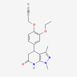 molecular formula C19H21N3O3 B3734695 4-[3-ethoxy-4-(2-propyn-1-yloxy)phenyl]-1,3-dimethyl-1,4,5,7-tetrahydro-6H-pyrazolo[3,4-b]pyridin-6-one 