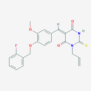 molecular formula C22H19FN2O4S B3734712 1-allyl-5-{4-[(2-fluorobenzyl)oxy]-3-methoxybenzylidene}-2-thioxodihydro-4,6(1H,5H)-pyrimidinedione 