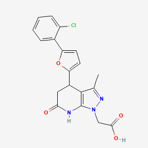 molecular formula C19H16ClN3O4 B3734719 {4-[5-(2-chlorophenyl)-2-furyl]-3-methyl-6-oxo-4,5,6,7-tetrahydro-1H-pyrazolo[3,4-b]pyridin-1-yl}acetic acid 