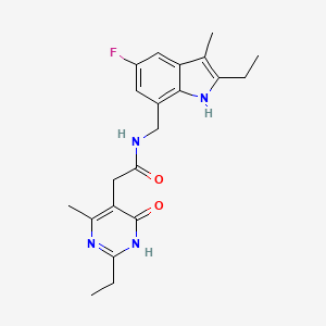 molecular formula C21H25FN4O2 B3734746 N-[(2-ethyl-5-fluoro-3-methyl-1H-indol-7-yl)methyl]-2-(2-ethyl-4-methyl-6-oxo-1,6-dihydropyrimidin-5-yl)acetamide 