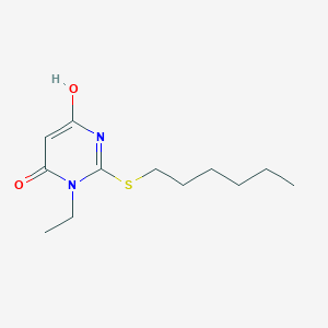 molecular formula C12H20N2O2S B3734773 3-ethyl-2-(hexylthio)-6-hydroxy-4(3H)-pyrimidinone 