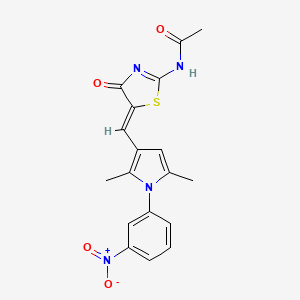 molecular formula C18H16N4O4S B3734789 N-(5-{[2,5-dimethyl-1-(3-nitrophenyl)-1H-pyrrol-3-yl]methylene}-4-oxo-1,3-thiazolidin-2-ylidene)acetamide 