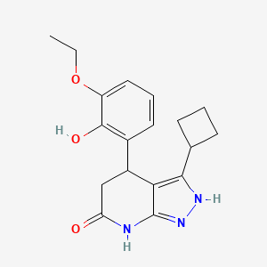 molecular formula C18H21N3O3 B3734856 3-cyclobutyl-4-(3-ethoxy-2-hydroxyphenyl)-2,4,5,7-tetrahydro-6H-pyrazolo[3,4-b]pyridin-6-one 