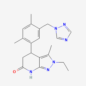 molecular formula C20H24N6O B3734858 4-[2,4-dimethyl-5-(1H-1,2,4-triazol-1-ylmethyl)phenyl]-2-ethyl-3-methyl-2,4,5,7-tetrahydro-6H-pyrazolo[3,4-b]pyridin-6-one 