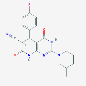 molecular formula C20H20FN5O2 B3734886 5-(4-fluorophenyl)-2-(3-methyl-1-piperidinyl)-4,7-dioxo-3,4,5,6,7,8-hexahydropyrido[2,3-d]pyrimidine-6-carbonitrile 