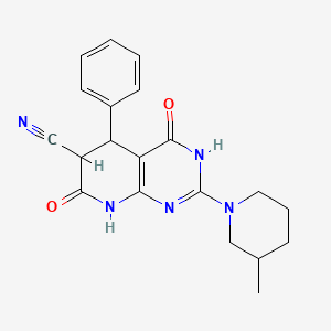 molecular formula C20H21N5O2 B3734888 2-(3-methyl-1-piperidinyl)-4,7-dioxo-5-phenyl-3,4,5,6,7,8-hexahydropyrido[2,3-d]pyrimidine-6-carbonitrile 