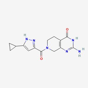 molecular formula C14H16N6O2 B3734927 2-amino-7-[(3-cyclopropyl-1H-pyrazol-5-yl)carbonyl]-5,6,7,8-tetrahydropyrido[3,4-d]pyrimidin-4(3H)-one 