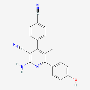 molecular formula C20H14N4O B3734967 2-amino-4-(4-cyanophenyl)-6-(4-hydroxyphenyl)-5-methylnicotinonitrile 