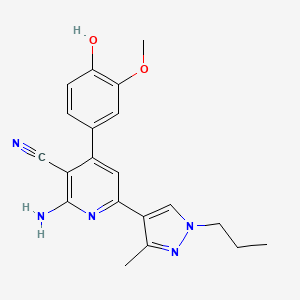 molecular formula C20H21N5O2 B3734974 2-amino-4-(4-hydroxy-3-methoxyphenyl)-6-(3-methyl-1-propyl-1H-pyrazol-4-yl)nicotinonitrile 