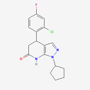 4-(2-chloro-4-fluorophenyl)-1-cyclopentyl-1,4,5,7-tetrahydro-6H-pyrazolo[3,4-b]pyridin-6-one