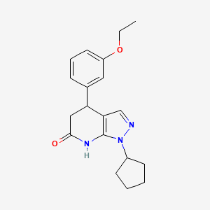 molecular formula C19H23N3O2 B3735009 1-cyclopentyl-4-(3-ethoxyphenyl)-1,4,5,7-tetrahydro-6H-pyrazolo[3,4-b]pyridin-6-one 