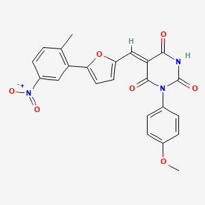 1-(4-methoxyphenyl)-5-{[5-(2-methyl-5-nitrophenyl)-2-furyl]methylene}-2,4,6(1H,3H,5H)-pyrimidinetrione