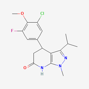 molecular formula C17H19ClFN3O2 B3735120 4-(3-chloro-5-fluoro-4-methoxyphenyl)-3-isopropyl-1-methyl-1,4,5,7-tetrahydro-6H-pyrazolo[3,4-b]pyridin-6-one 