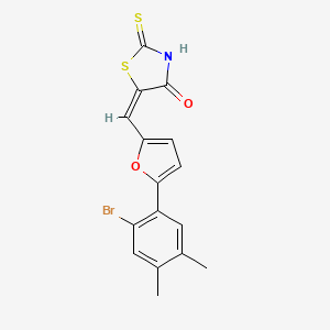 molecular formula C16H12BrNO2S2 B3735132 5-{[5-(2-bromo-4,5-dimethylphenyl)-2-furyl]methylene}-2-thioxo-1,3-thiazolidin-4-one 