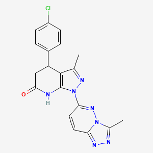 molecular formula C19H16ClN7O B3735142 4-(4-chlorophenyl)-3-methyl-1-(3-methyl[1,2,4]triazolo[4,3-b]pyridazin-6-yl)-1,4,5,7-tetrahydro-6H-pyrazolo[3,4-b]pyridin-6-one 