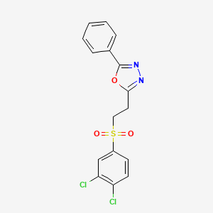 molecular formula C16H12Cl2N2O3S B3735215 2-{2-[(3,4-dichlorophenyl)sulfonyl]ethyl}-5-phenyl-1,3,4-oxadiazole 