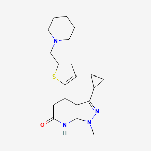 molecular formula C20H26N4OS B3735223 3-cyclopropyl-1-methyl-4-[5-(piperidin-1-ylmethyl)-2-thienyl]-1,4,5,7-tetrahydro-6H-pyrazolo[3,4-b]pyridin-6-one 