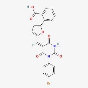 molecular formula C22H13BrN2O6 B3735243 2-(5-{[1-(4-bromophenyl)-2,4,6-trioxotetrahydro-5(2H)-pyrimidinylidene]methyl}-2-furyl)benzoic acid 