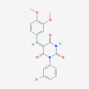 molecular formula C19H15BrN2O5 B3735288 1-(3-bromophenyl)-5-(3,4-dimethoxybenzylidene)-2,4,6(1H,3H,5H)-pyrimidinetrione 