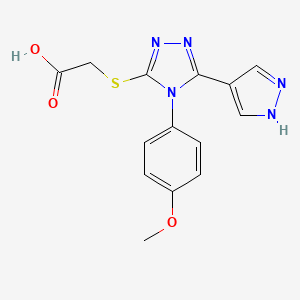 {[4-(4-methoxyphenyl)-5-(1H-pyrazol-4-yl)-4H-1,2,4-triazol-3-yl]thio}acetic acid