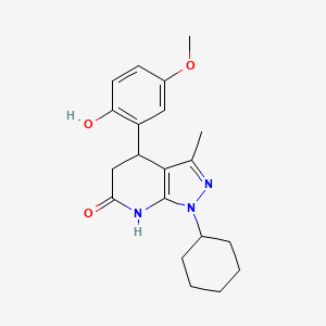 1-cyclohexyl-4-(2-hydroxy-5-methoxyphenyl)-3-methyl-1,4,5,7-tetrahydro-6H-pyrazolo[3,4-b]pyridin-6-one