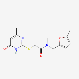 N-methyl-N-[(5-methyl-2-furyl)methyl]-2-[(4-methyl-6-oxo-1,6-dihydropyrimidin-2-yl)thio]propanamide