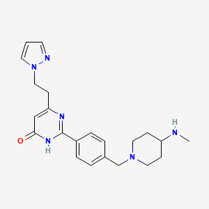 molecular formula C22H28N6O B3735400 2-(4-{[4-(methylamino)-1-piperidinyl]methyl}phenyl)-6-[2-(1H-pyrazol-1-yl)ethyl]-4(3H)-pyrimidinone bis(trifluoroacetate) 
