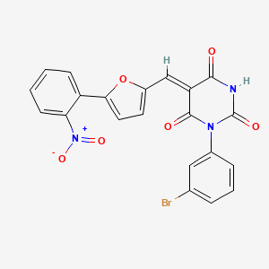 molecular formula C21H12BrN3O6 B3735411 1-(3-bromophenyl)-5-{[5-(2-nitrophenyl)-2-furyl]methylene}-2,4,6(1H,3H,5H)-pyrimidinetrione CAS No. 348596-78-1
