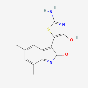 molecular formula C13H11N3O2S B3735422 3-(2-imino-4-oxo-1,3-thiazolidin-5-ylidene)-5,7-dimethyl-1,3-dihydro-2H-indol-2-one 